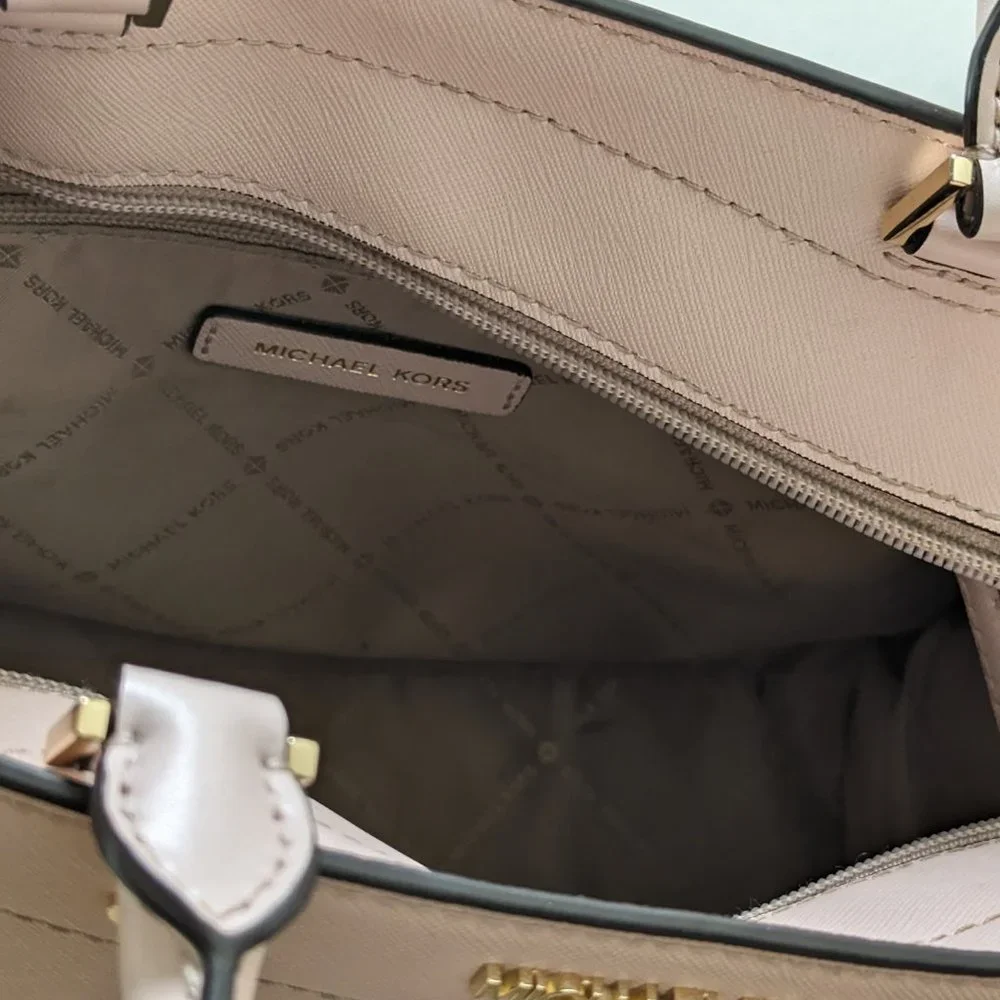 Rayne Medium Saffiano Leather Satchel (Powder Blush - Picture 7 of 8